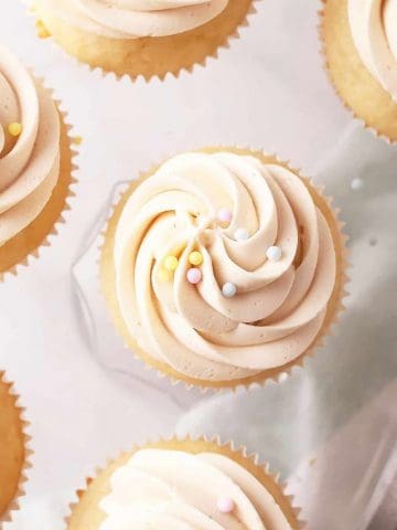 Vegan Vanilla Cupcakes with sprinkles
