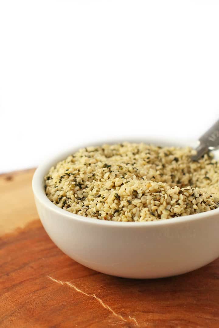 Hemp Seeds in a white bowl