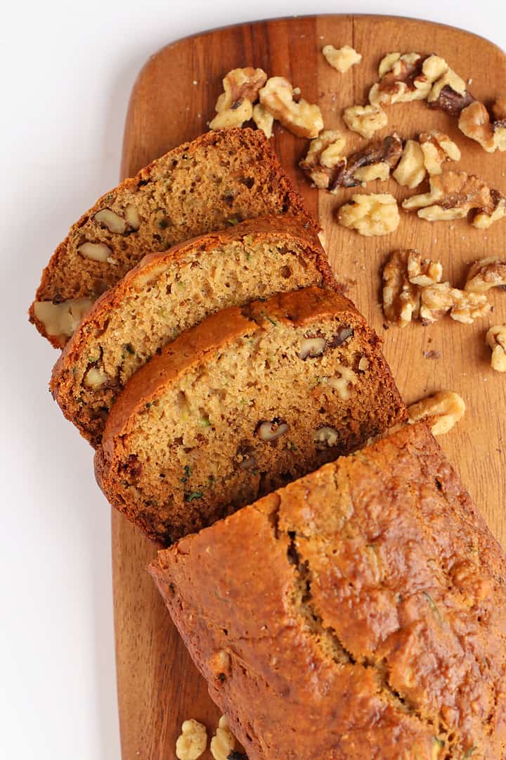 Vegan Zucchini Bread cut into slices