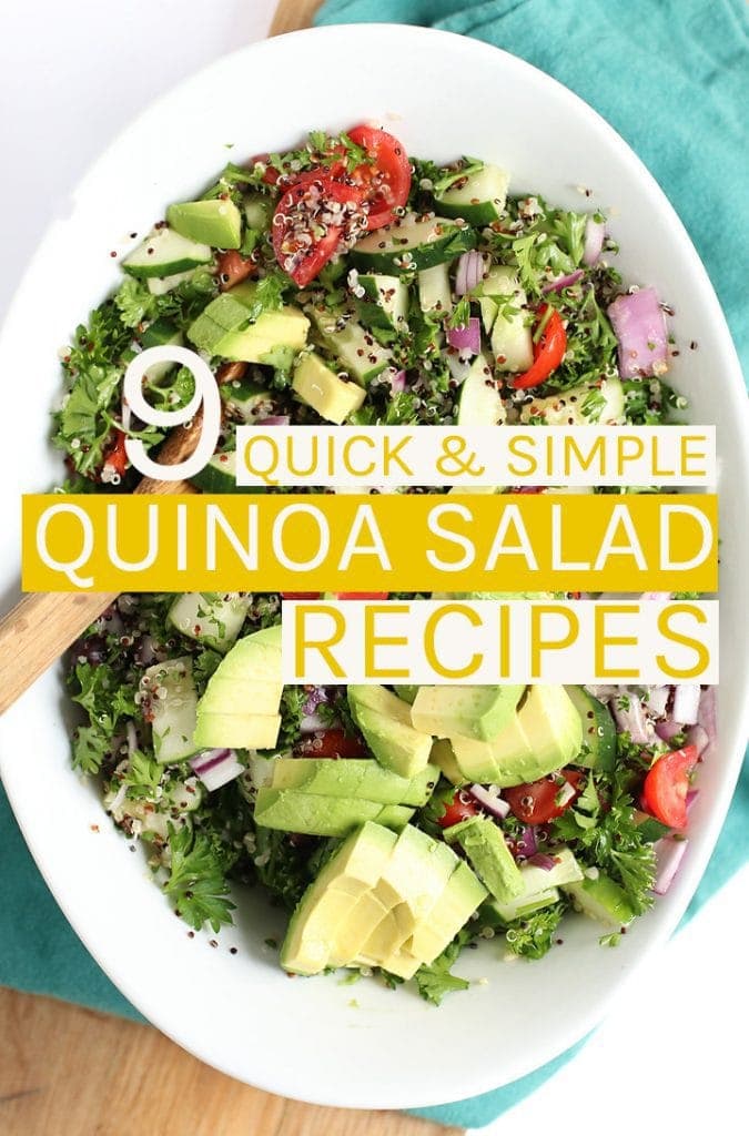 9 delicious vegan and gluten-free quinoa salad recipes for easy weeknight meals. #vegan #vegetarian #quinoa #salad #recipes #healthy #mydarlingvegan