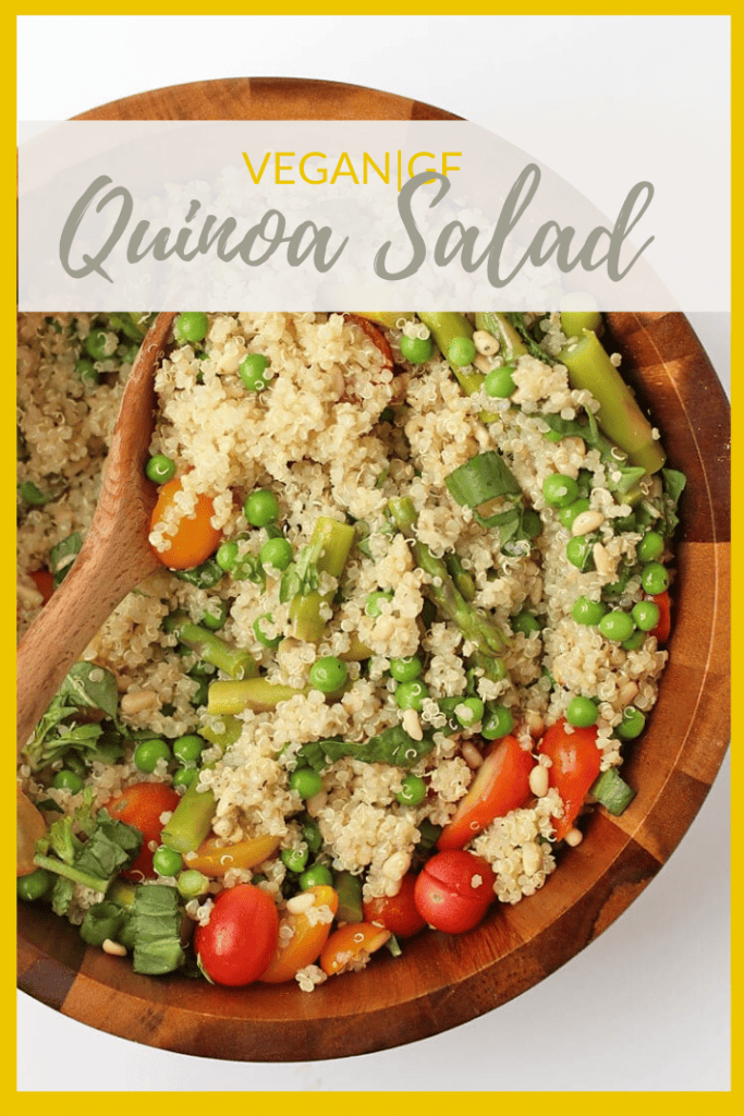 This easy vegan quinoa salad is mixed with asparagus, peas, and fresh basil then tossed in a lemony vinaigrette for a quick and simple springtime salad. Made in just 30 minutes. 