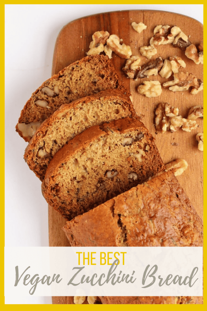 A simple and delicious vegan zucchini bread that is filled with zucchini and walnuts in every bite. Spiced with cinnamon, nutmeg, and cardamom, you're going to love the flavors in this classic bread.