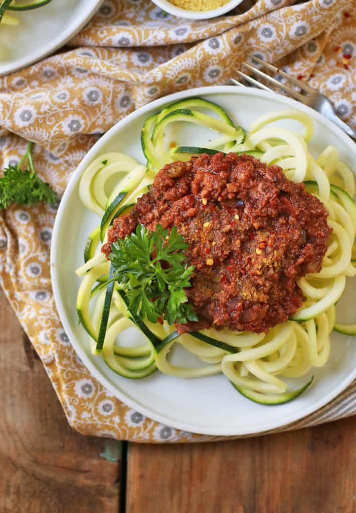 Vegan Bolognese with Zucchini Noodles