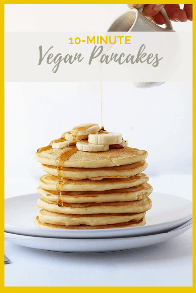 Wake up to these easy Vegan Pancakes. Light, fluffy, and slightly sweetened with maple syrup, this is a breakfast worth getting out of bed for. Ready in 10 minutes.