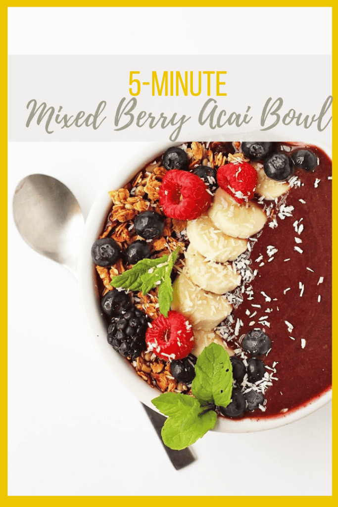 Start your day off right with this Mixed Berry Acai Bowl recipe filled with fruits, superfoods, and the best vitamins and minerals. Made in just 5 minutes for a quick, wholesome, and delicious breakfast.