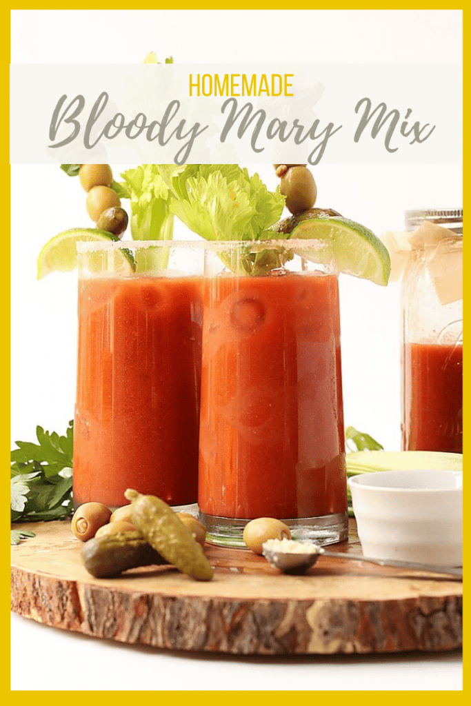 Make your Bloody Mary's from scratch with this homemade Bloody Mary Mix - a combination of sweet and savory to get your morning started off right.