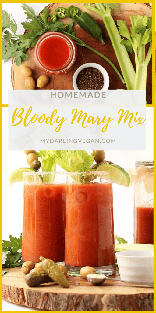 Make your Bloody Mary's from scratch with this homemade Bloody Mary Mix - a combination of sweet and savory to get your morning started off right.