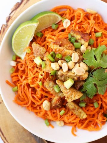 Sweet Potato Noodles with Peanut Tempeh.