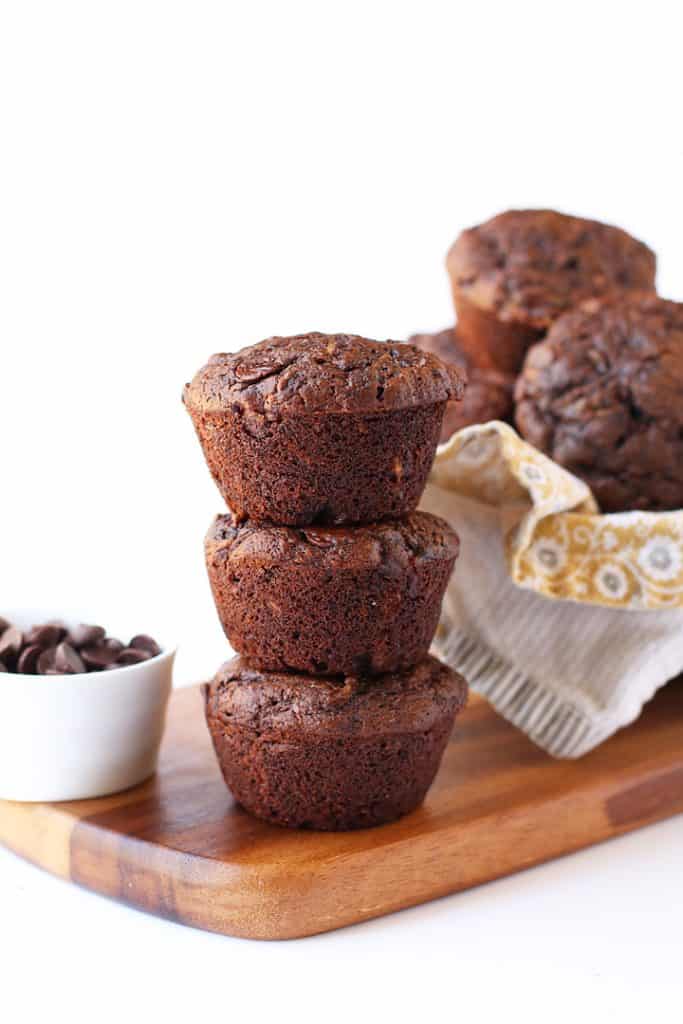 Stack of Chocolate Zucchini Muffins