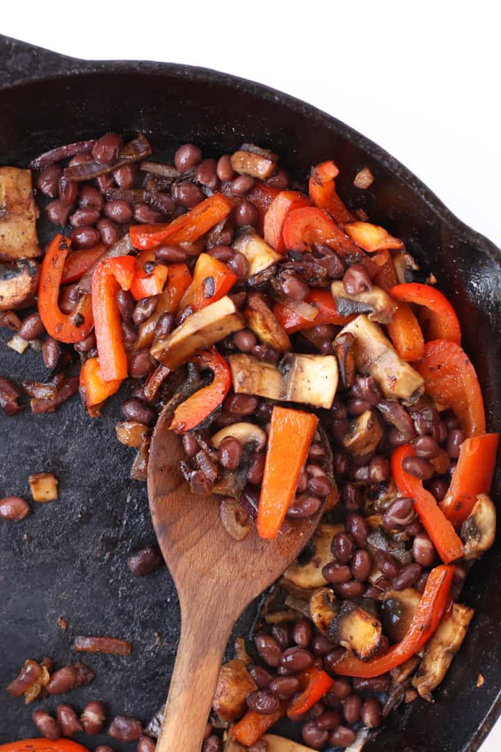 Sautéed bell peppers, onions, and mushrooms.