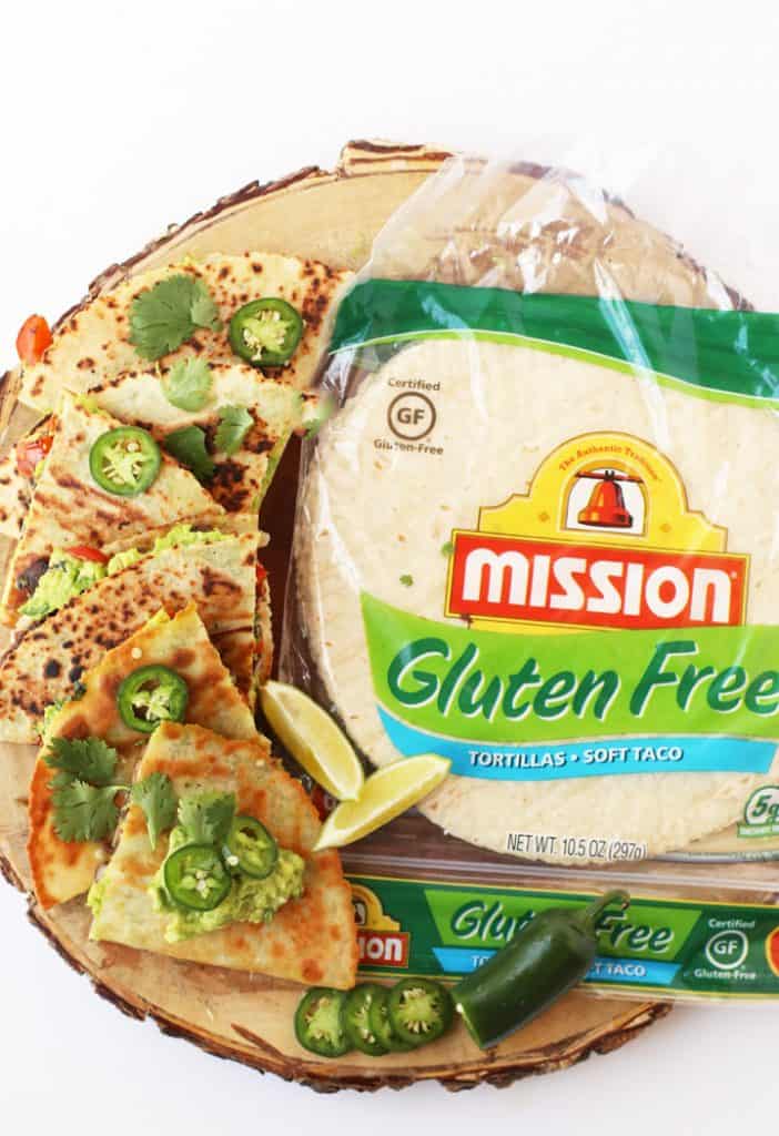Vegan Quesadilla with Mission Gluten Free Tortillas.
