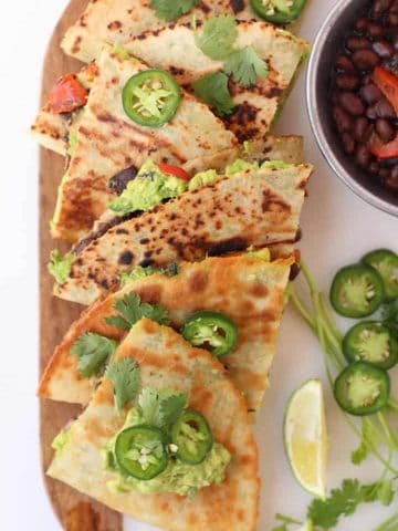 Stack of vegan quesadilla.