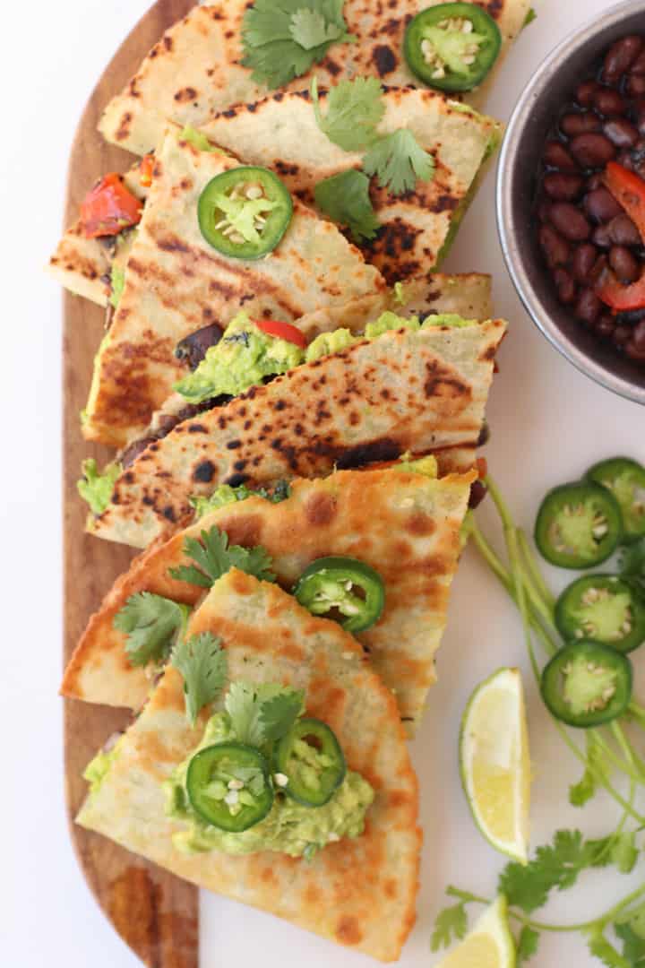 Stack of vegan quesadilla.