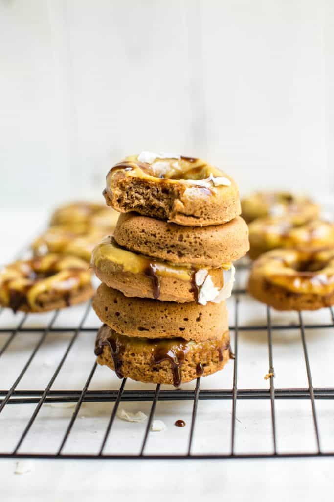 Stack of Toasted Coconut Baked Doughnuts