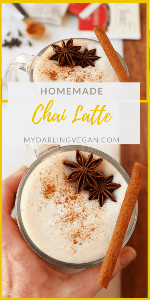 Save money and learn how to make a chai tea latte at home! A warm and spicy spiced tea blended with frothed milk for only a fraction of the price! Made in under 10 minutes.