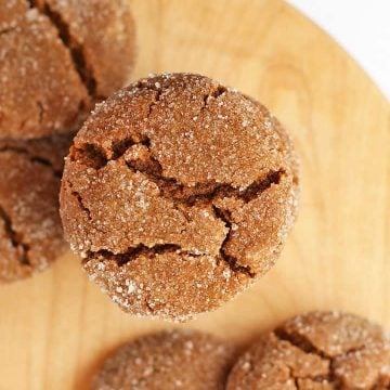 Finished cookies on a wooden platter