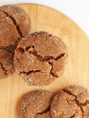 Finished cookies on a wooden platter