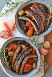 Vegan Pot Roast with portobello and fresh rosemary.