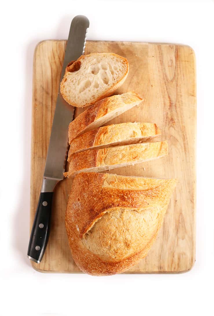Loaf of French bread cut into slices