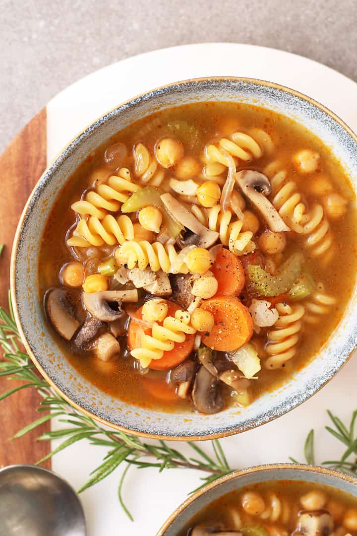 Big bowl of finished soup