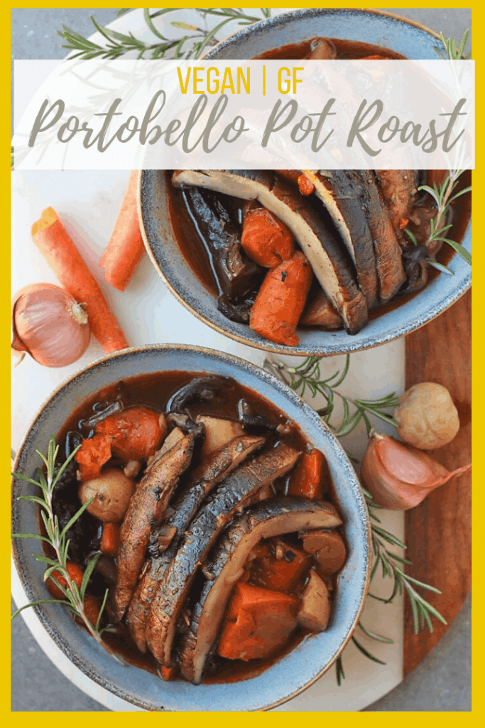 Get cozy with this perfect weeknight stew. A vegan pot roast made with portobellos, carrots, and potatoes, all cooked inside an Instant Pot for the ultimate easy fall meal.