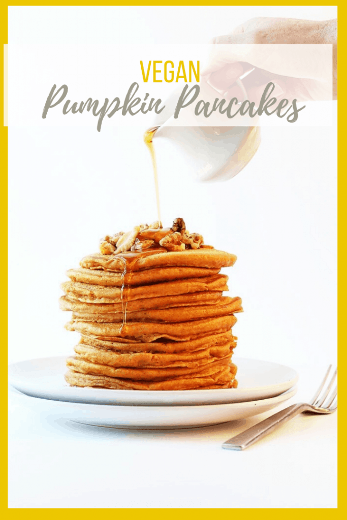 Start your morning off with these perfect vegan pumpkin pancakes. Seasonally spiced, light, and fluffy, no one will believe these sweet pancakes are egg-free. Serve with maple syrup. 