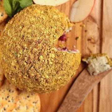 Vegan Cheeseball on a cutting board