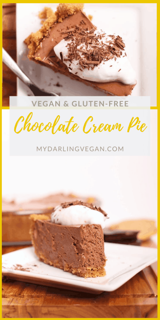 This creamy vegan chocolate pie is the perfect pie for your holidays. Made with a gluten-free graham cracker pie crust and with just 6 ingredients, it's a quick and easy dessert that the whole family can enjoy. Rich, decadent, and delicious! 