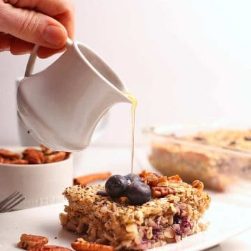 Vegan baked oatmeal with blueberries and coconut