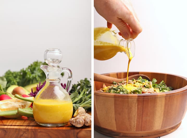 Lemon ginger Dressing in glass vase