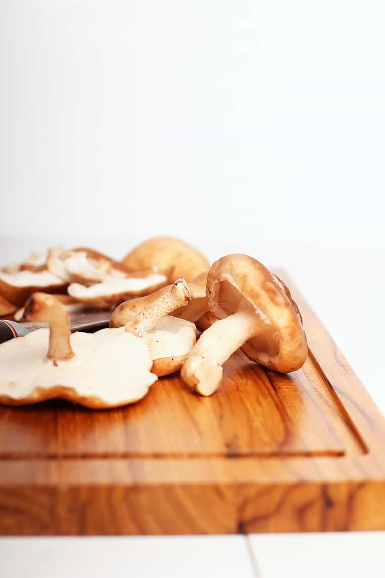 Shiitake Mushrooms on a cutting board