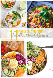 Eat healthy with these 11 wholesome and delicious buddha bowl recipes. Every recipe is vegan and gluten-free for a meal the whole family can enjoy. You'll find everything from Mexican to Thai-inspired, BBQ, and roasted vegetables alike!