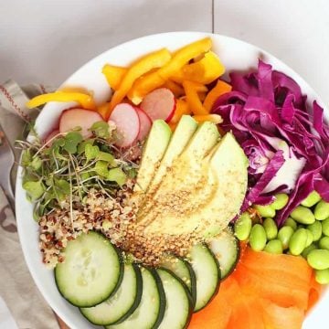 Rainbow Nourish Bowl on white background