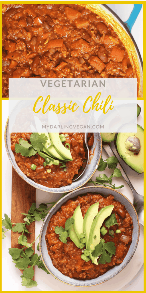 This classic vegan chili is made with bulgur wheat and kidney beans for a whole grain, whole food vegetarian chili that tastes just like you remember. Made in just 30 minutes!