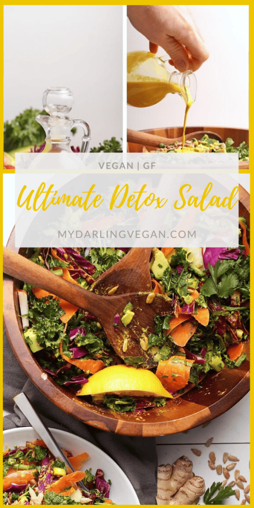 Start your year off with the Ultimate Detox Salad. It's filled with detoxifying vegetables and tossed with a lemon ginger turmeric salad dressing. Made in 10 minutes for a delicious, hearty, and healthy meal. 