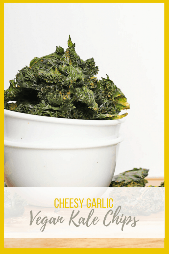 Learn how to make the perfectly crispy vegan kale chips. These chips are seasoned with nutritional yeast and garlic powder for a delicious and healthy snack. Made in just 25 minutes! 