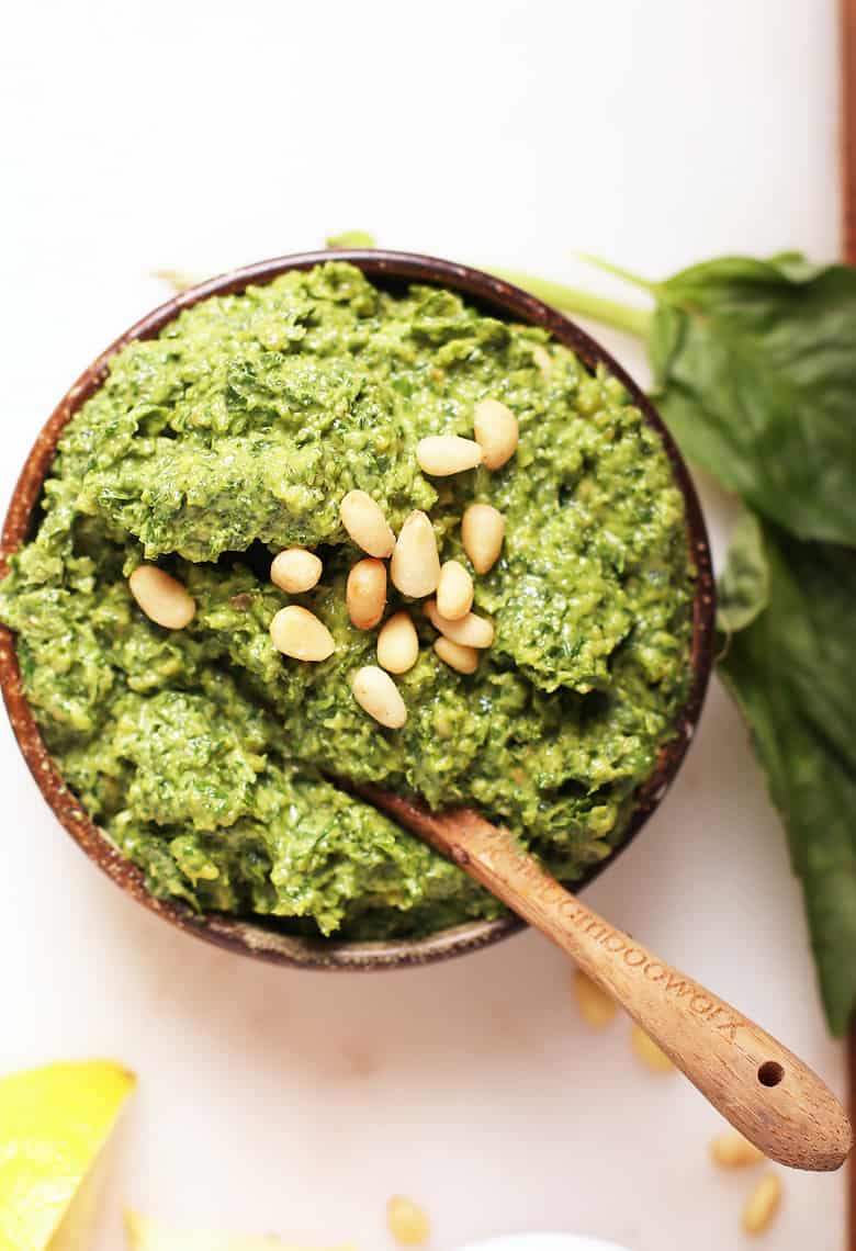 Vegan pesto in a small dish