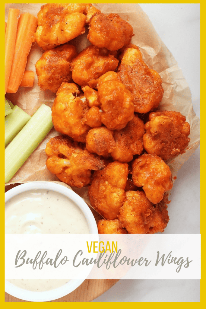 Get your snack on with these spicy buffalo cauliflower wings - coated, breaded and baked, these cauliflower wings are then dipped in spicy homemade buffalo sauce. Served with vegan ranch dressing for an incredible plant-based snack. 