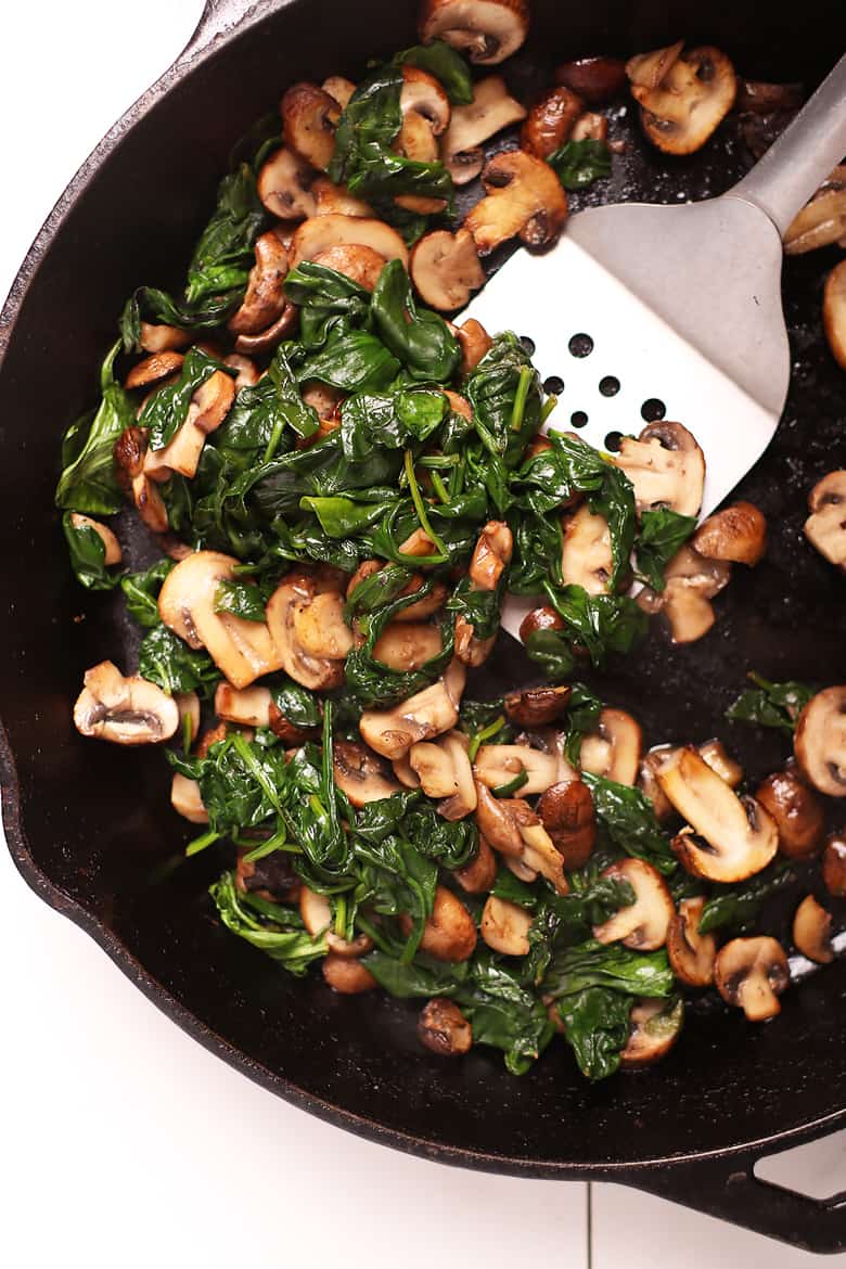 Sautéed mushrooms and spinach