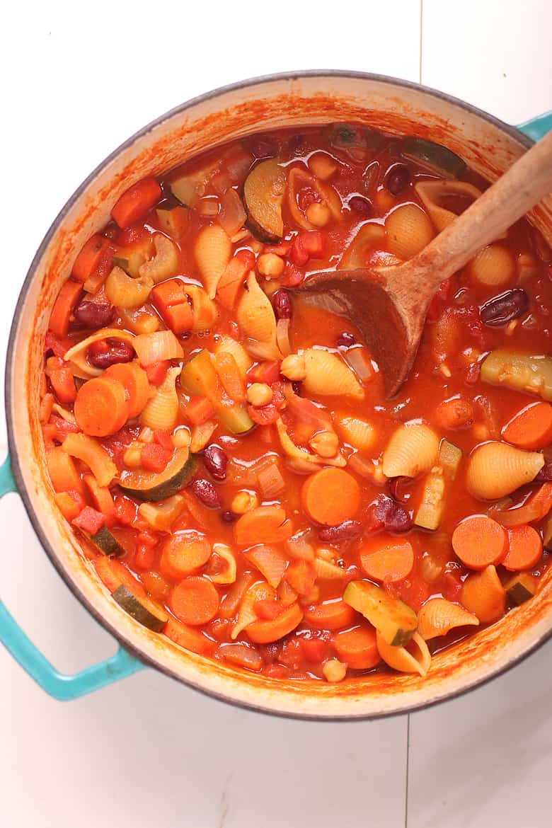 Finished soup in a large soup pot