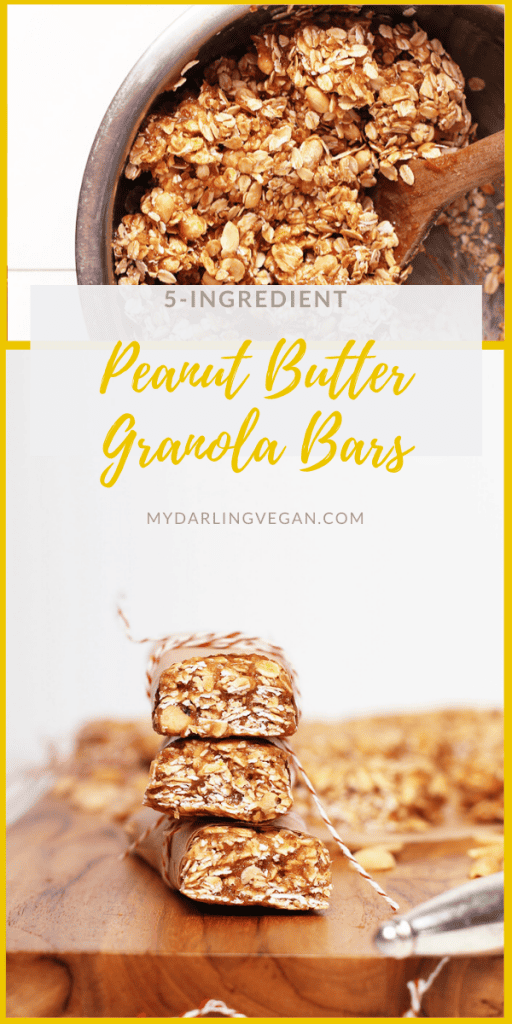 You're going to love these homemade granola bars. Made with just 5 simple ingredients for an easy chewy granola bar recipe that is vegan, gluten-free, and refined sugar-free! Thrown together in just 10 minutes.