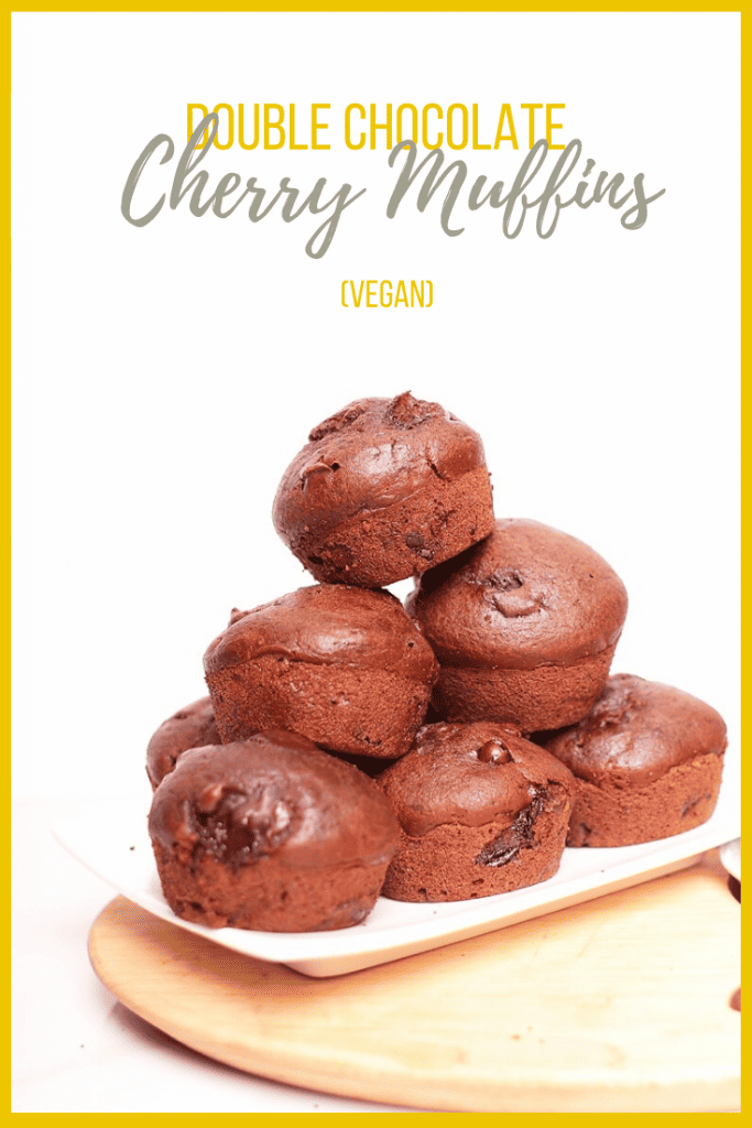These vegan Double Chocolate Cherry Muffins are so quick and easy to make. And, bursting with chocolate and cherry in every bite, they are 100% delicious. Make them in under 30 minutes for a sweet morning pastry or chocolate afternoon snack.  