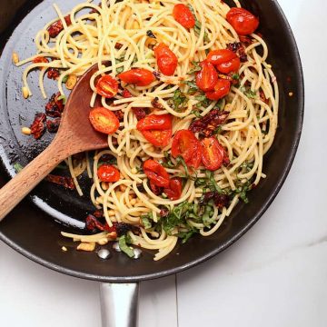 Pasta in a skillet