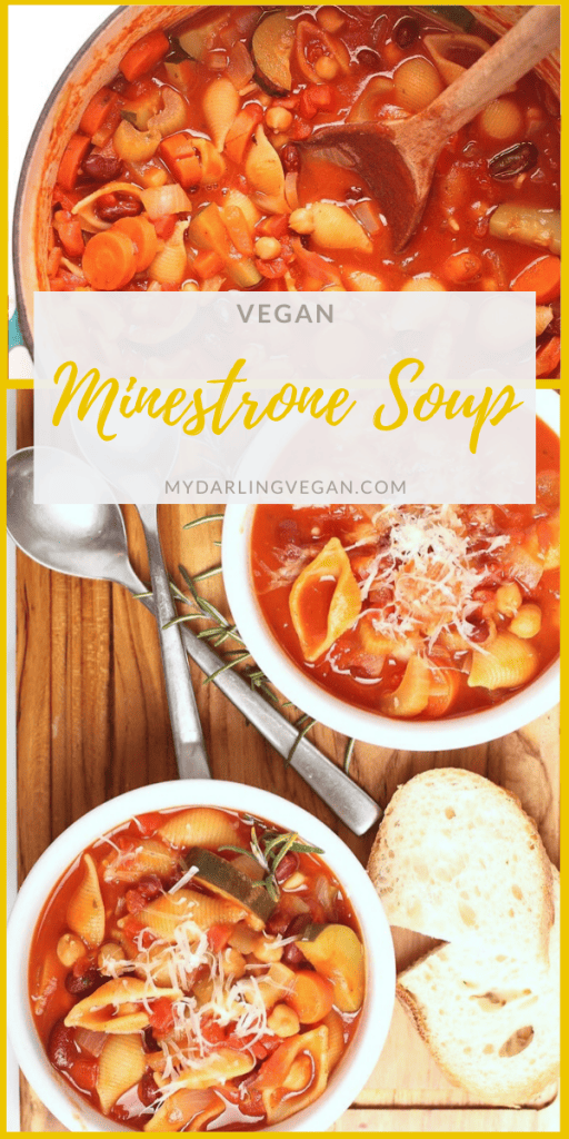 This hearty and delicious homemade Minestrone Soup is a fan favorite. Packed with flavor, this vegan soup is made in just 1 pot and in under 30 minutes; an easy weeknight meal the whole family will love.