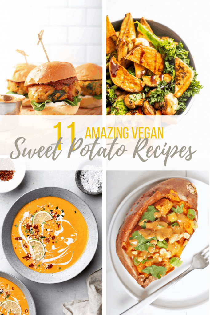 Collage of 4 different sweet potato recipes