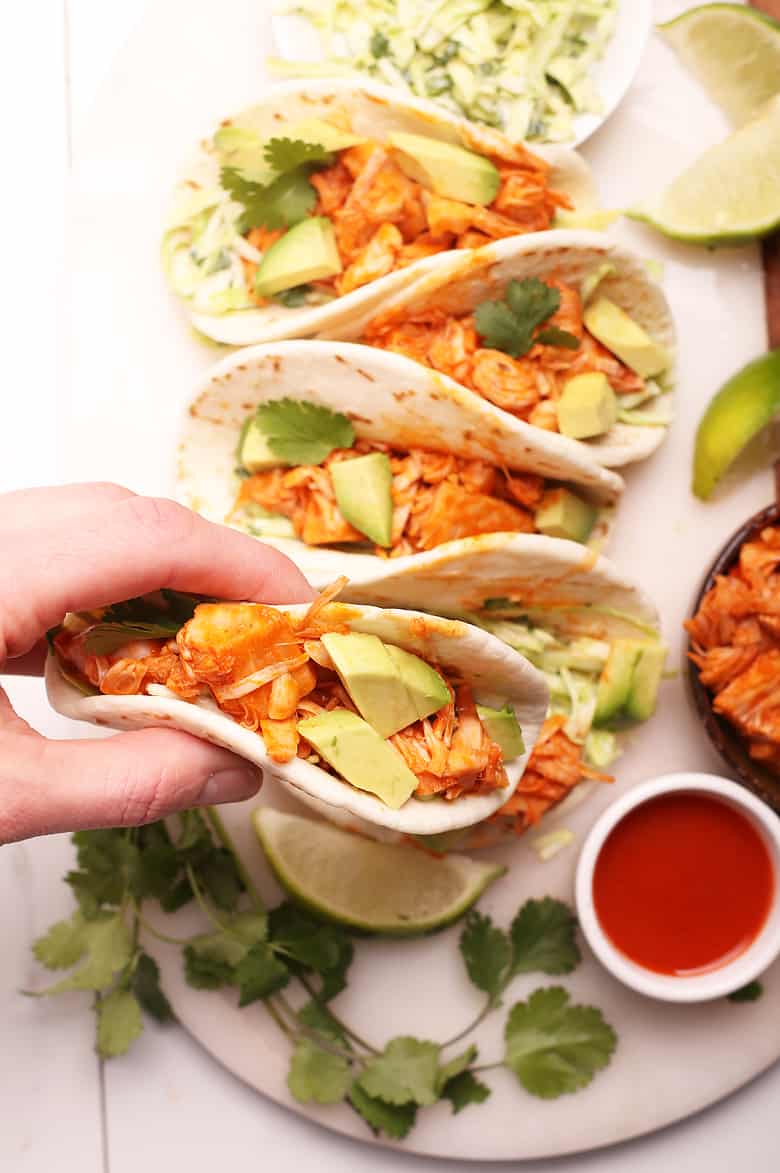 Vegan Tacos with Buffalo Jackfruit