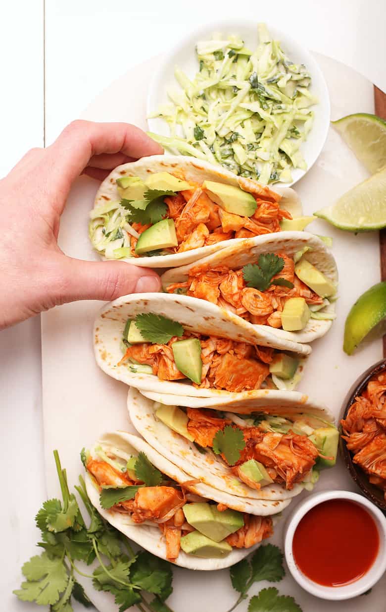 Vegan Tacos with Buffalo Jackfruit