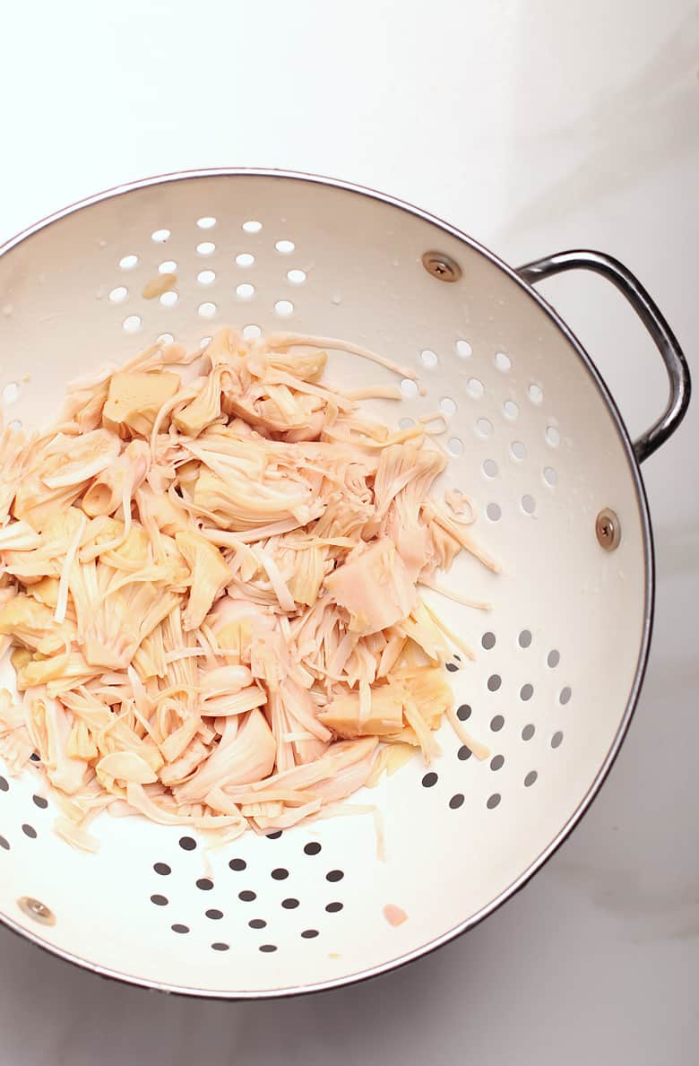 Jackfruit in a colander