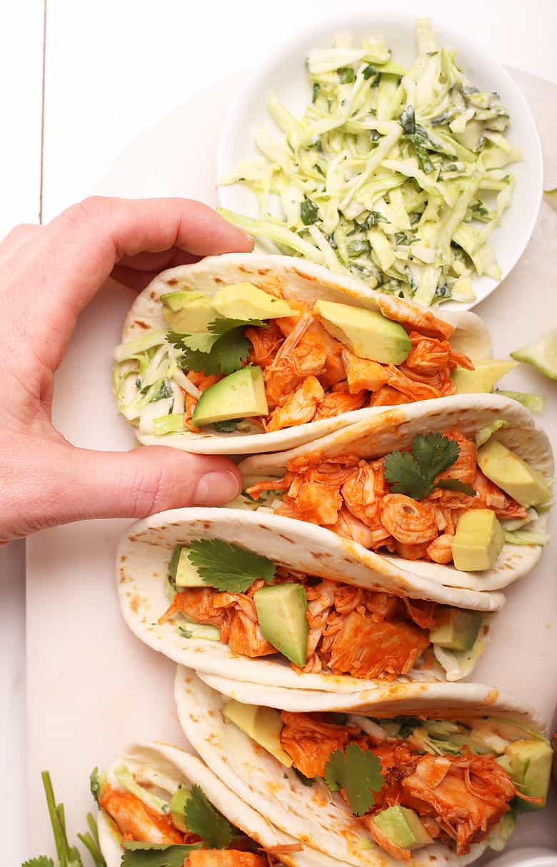 Vegan Tacos with Buffalo Jackfruit