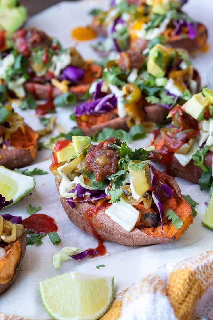 Healthy Twice Baked Sweet Potato Skins